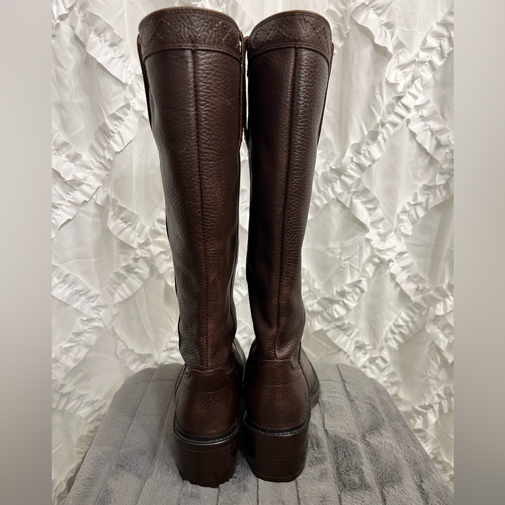 Frye Kate Pull On Tall Boots Dark Brown Pebble Leather NIB - Picture 5 of 15